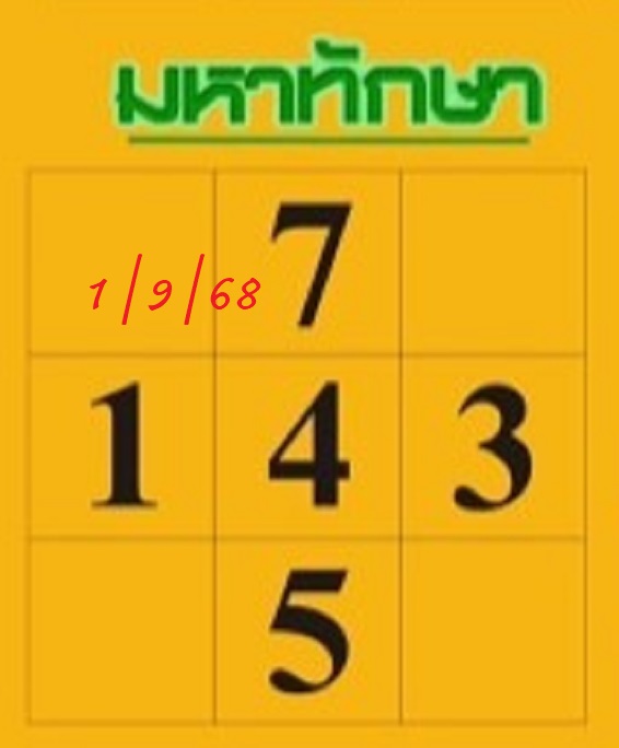 หวยมหาทักษา 1/9/68