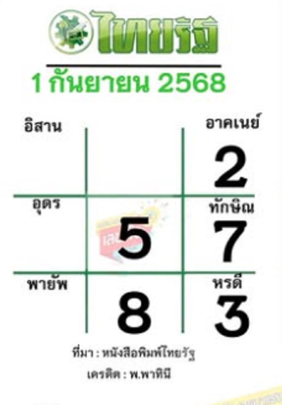หวยไทยรัฐ 1/9/68